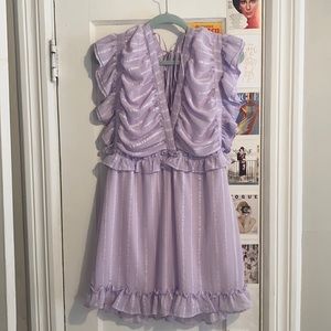 Purple V Neck Occasion Dress